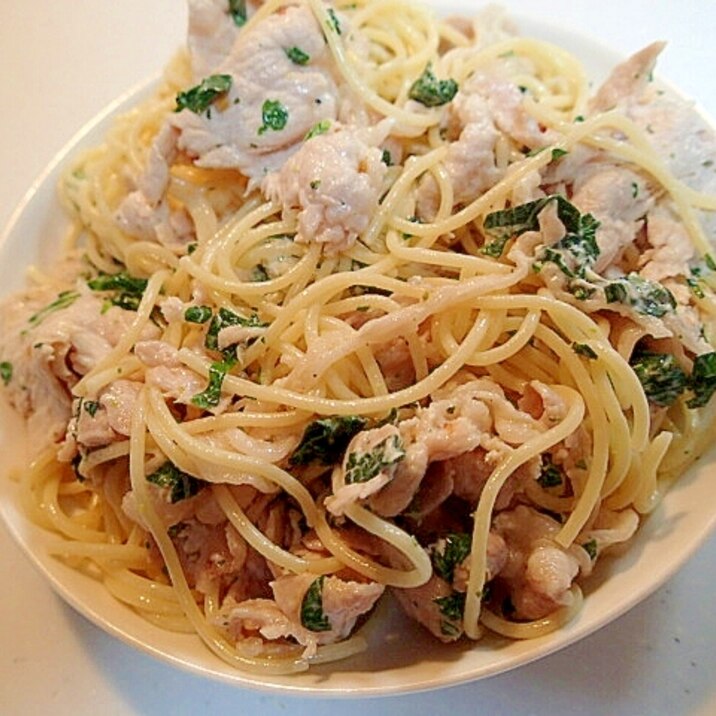 大蒜香る 冷しゃぶとモロヘイヤのサラスパ レシピ 作り方 By ぷ みぃまま 楽天レシピ